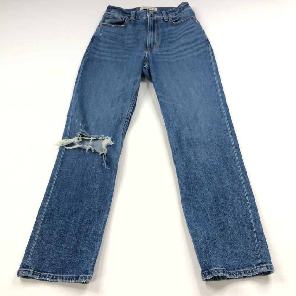 Abercrombie The Ankle Straight Ultra High Rise Curve Love 0/25 (Fits 24W 26L)